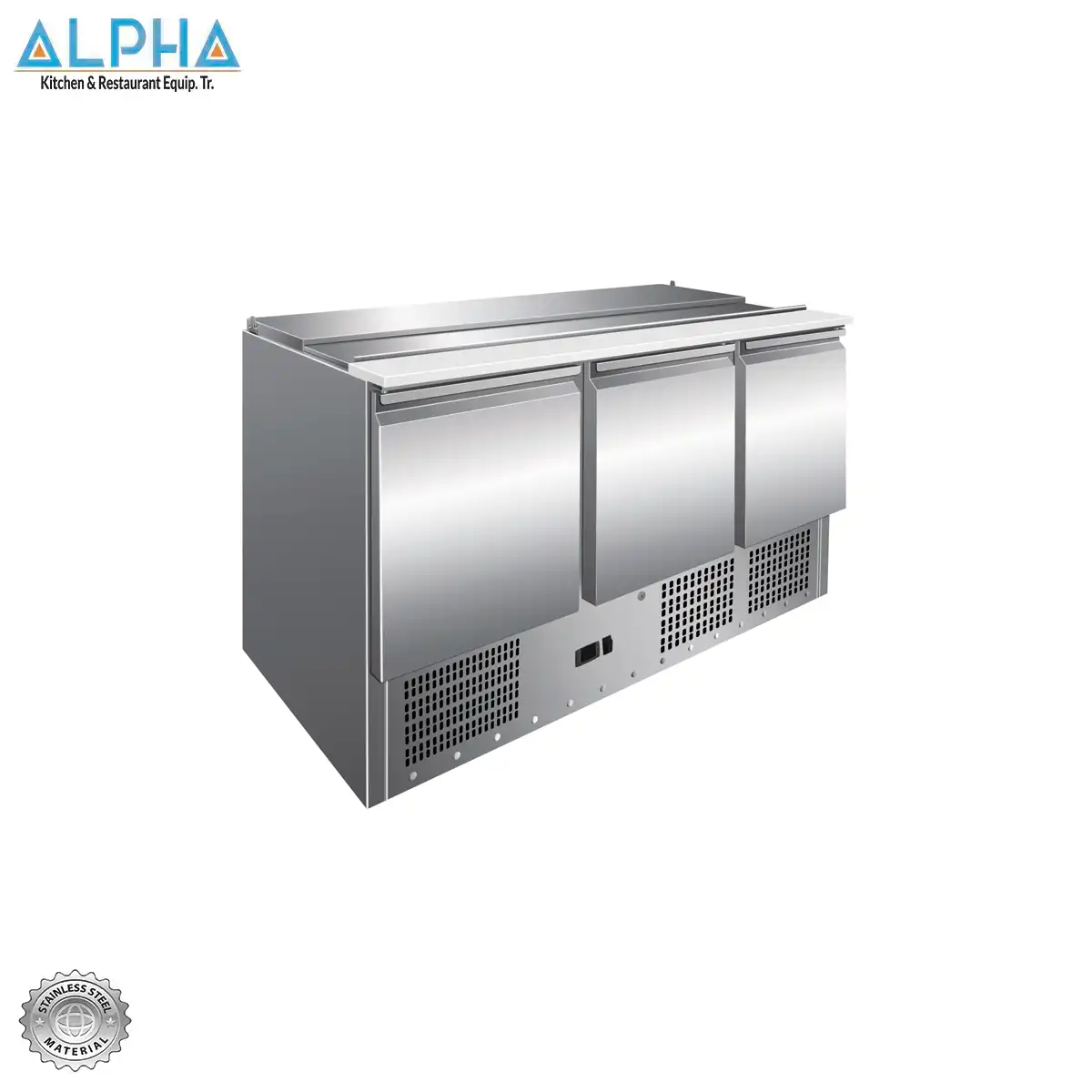 S/S saladette counter 136 cm | Three Door Counter Chiller, REFRIGERATED SALADETTES FOR SALADS