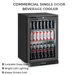 Bar Cooler Single door with LED light with black materials Body
