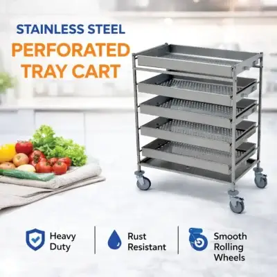 Defrosting trolley . Thawing trolley , Frozen food defrosting trolley , Commercial defrosting trolley , Stainless steel defrosting trolley ,thawing trolley meaning, defrosting trolley stainless steel, thawing trolley for meat, commercial kitchen defrost cart, stainless steel thawing cart with drain, food thawing trolley with castors, hygiene thawing trolley uae