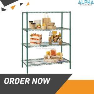 Green Epoxy Wire Shelf 150 | shelving unit uae, Green epoxy wire shelf for commercial kitchen, NSF approved wire shelving for walk-in cooler, rust-resistant epoxy coated shelf, commercial storage wire shelf UAE, heavy-duty green wire shelving Dubai