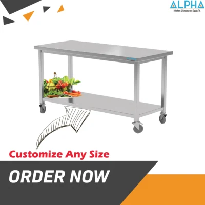 SS work table with Wheels | steel table | mobile work table with wheels, High Quality Work Table, Steel table fabrication  in Iraq 
