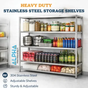 stand with 4 shelves, Stainless steel Heavy Duty Stand With 4 Shelves , Storgae shelving unit , cold room stand , Doha best supplier, riyadh stainless steel suppleir