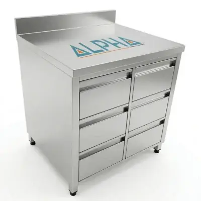 Stainless steel Base Cabinet 6 Drawers , وحدة ادرج وخزانة ارضية مصنوعة من ستانلس ستيل