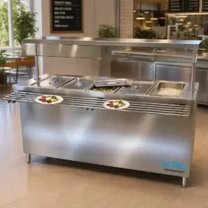 Bain marie, food service display counter made of stainless steel