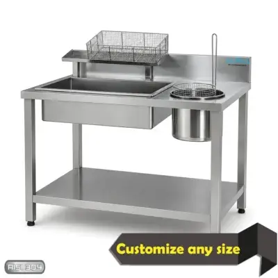Stainless steel breading table for commercial food coating, seasoning and preparation work