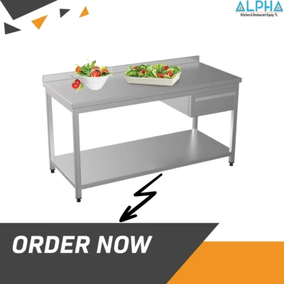 Kitchen Work Table with 1 Drawer, Food Prep Table with Drawer, Stainless Steel Prep Table with Drawer, Commercial Food Prep Table with One Drawer, Buy Kitchen Work Table with Drawer Online, Affordable Kitchen Work Table with Drawer