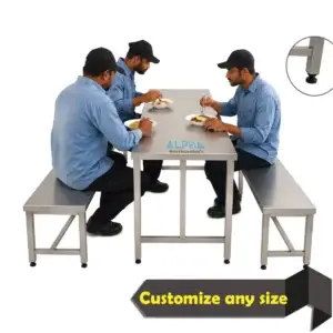 stainless steel dining table with bench UAE Qatar, Stainless Steel Tables & Workbenches for sale in Sharjah, Stainless steel dining table - All architecture and design, Buy Steel Mess Dining Table And Benches At best price, Canteen Table with Chairs, Ss dining table for labour price