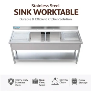 Double Bowl Sink with 2 drainer 200cm, stainless steel Double Bowl Sinks bes price