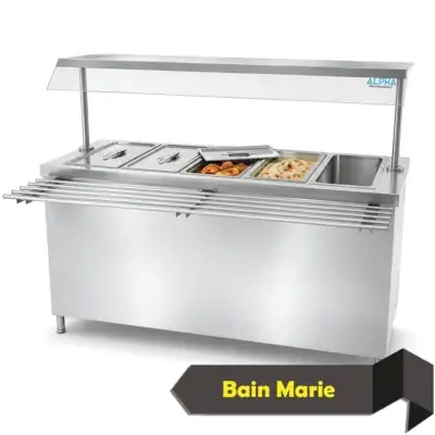 5 GN Pan Bain Marie with Glass Top & Cabinet