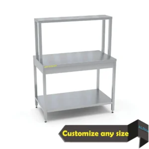 Ss Heavy Duty Work Table with Over shelf, Ss table with Over shelf | | Steel tables | Fabrication | steel fabricators dubai | commercial kitchen equipment | Restaurant Kitchen Equipment, work table double shelf, Work Table Double Over Shelves Stainless Steel