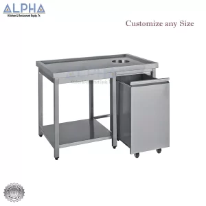 SS TABLE WITH HOLE FOR RUBBISH | Fabrication | UAE | QATAR | Doha | KSA