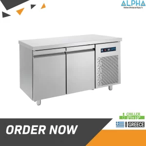 Chiller 2 Doors Counter Gr | STAINLESS STEEL REFRIGERATED COUNTER | COUNTER REFRIGERATOR | REFRIGERATED COUNTER WITH 2 GN DOORSو Tecnodom, TF02MIDGN, Undercounter Refrigerator, Undercounter chiller 2 doors , working top Chiller , Chiller GN2100TN