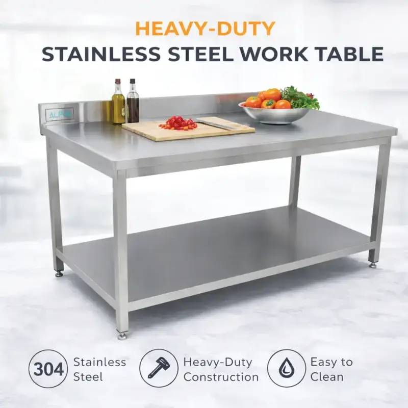Ss Work Table with Shelf 100x70x85 | AISI 304 | Alpha Kitchen