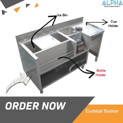 Ss Cocktail Station ALPHA, custom fabricated stainless steel bar cocktail work station , Cocktail Station bar