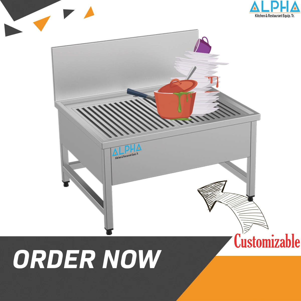 Large wash basin | Stainless Steel Work Table with Over Shelf | steel fabricators | Fabrication | steel fabrication Dubai | stainless steel work table with backsplash