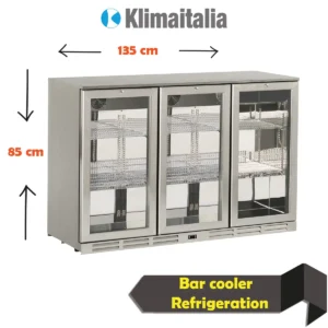 stainless steel Back Bar Cooler 3 Doors with hinged type doors heavy duty