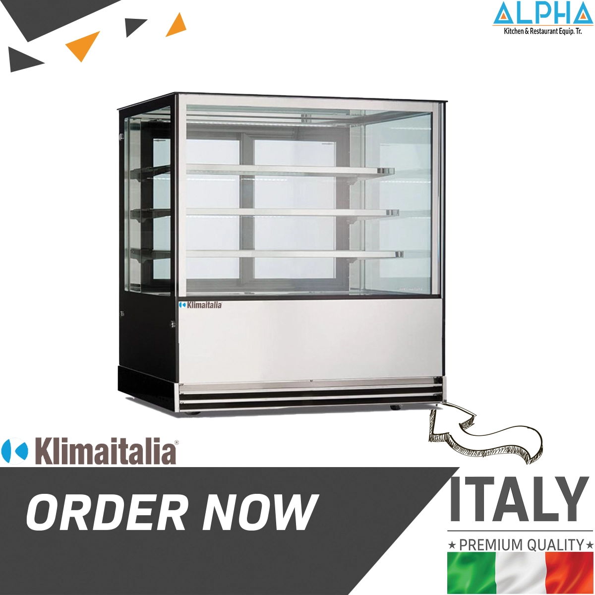 Glass Display Cake Chiller 120cm, 3-layer refrigerated dessert display for bakery
