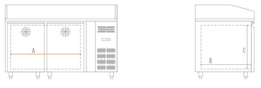 pizza preparation counter chiller pizza prep fridge with granite top PZF 02 pizza counter stainless steel pizza workbench commercial pizza refrigerator pizza prep table with storage AISI 304 pizza station chiller Pizza Preparation Counter Chiller PZF02