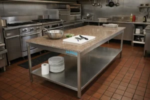 Bakery preparation table, Stainless Steel Work Table Marble Top