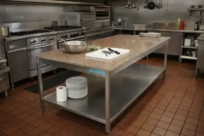 Bakery preparation table, Stainless Steel Work Table Marble Top