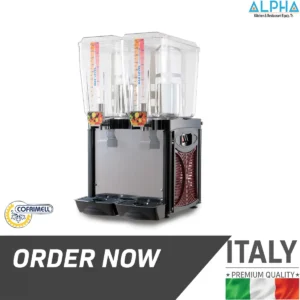 Cofrimell Jet Cof 240S double juice dispenser, 2-tank commercial beverage dispenser UAE, Italian cold drink machine with electromagnetic pump, professional juice equipment for restaurants, Cofrimell double bowl juice dispenser Dubai, commercial cold beverage dispenser 40 liter capacity, stainless steel juice machine for hotels, professional drink dispenser with polycarbonate tanks, Cofrimell beverage equipment Abu Dhabi, commercial juice dispenser made in Italy
