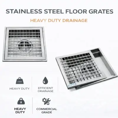 Drainage Channel Grating system, stainless steel floor grate, heavy duty floor drain, commercial kitchen drainage grate, stainless steel drainage cover, industrial floor drain grate, removable floor grate stainless steel