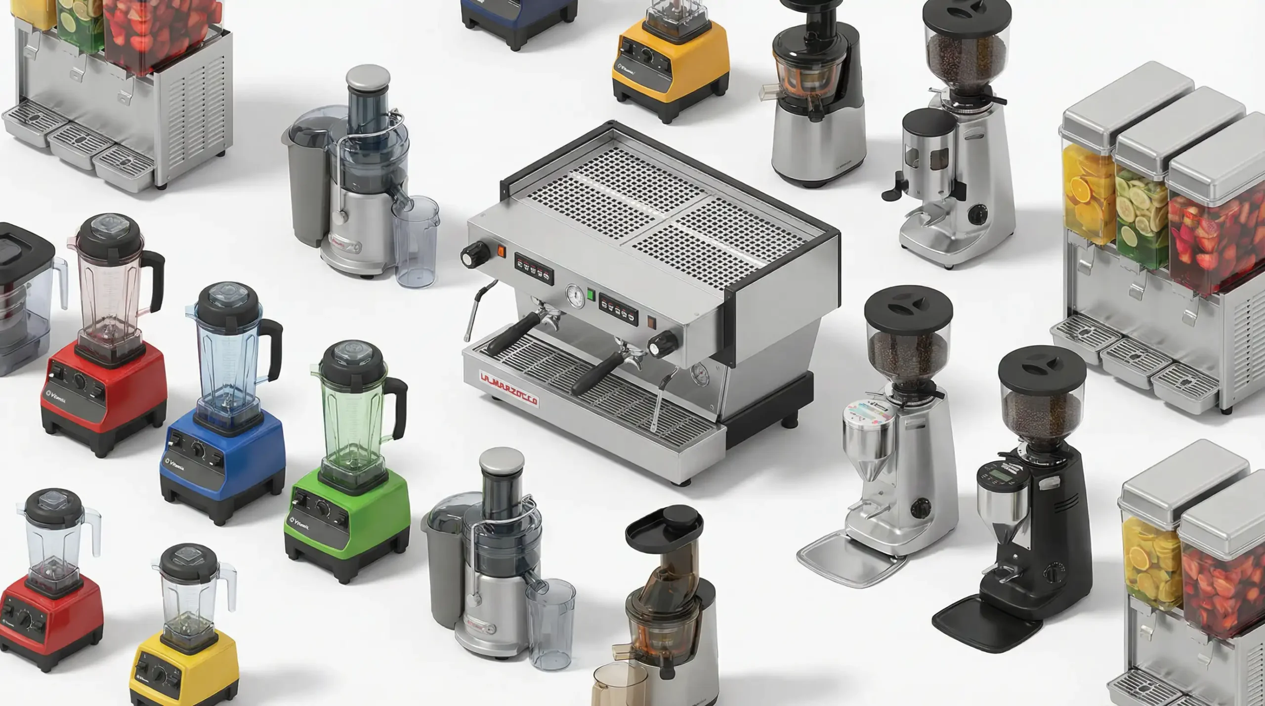 set of Juicers & Beverage, Espresso machines, blenders, juicers & bar equipment.