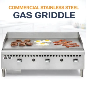 Gas Griddle smooth – 90 series 3 Burners with Manual Controls - 1 Steel Plate size 90x65x40 cm