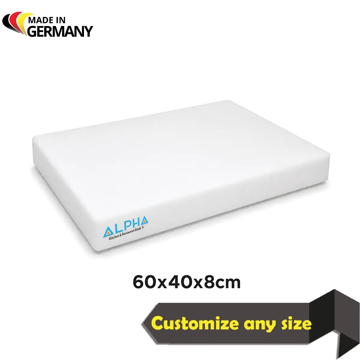 PE cutting board 60x40x8 cm, white chopping board UAE and Qatar , PE 500 cutting board, commercial kitchen cutting board, restaurant chopping board, heavy duty food preparation board