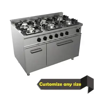 CookRite by ATOSA six burner gas stove with integrated oven for commercial restaurant kitchen use