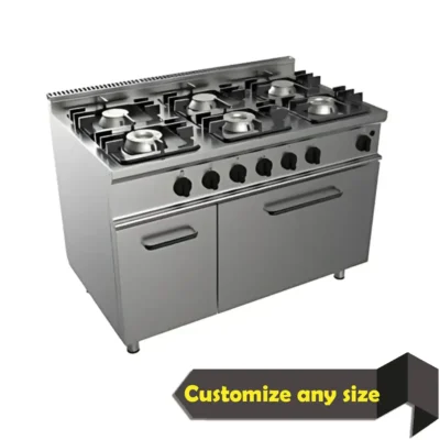 CookRite by ATOSA six burner gas stove with integrated oven for commercial restaurant kitchen use